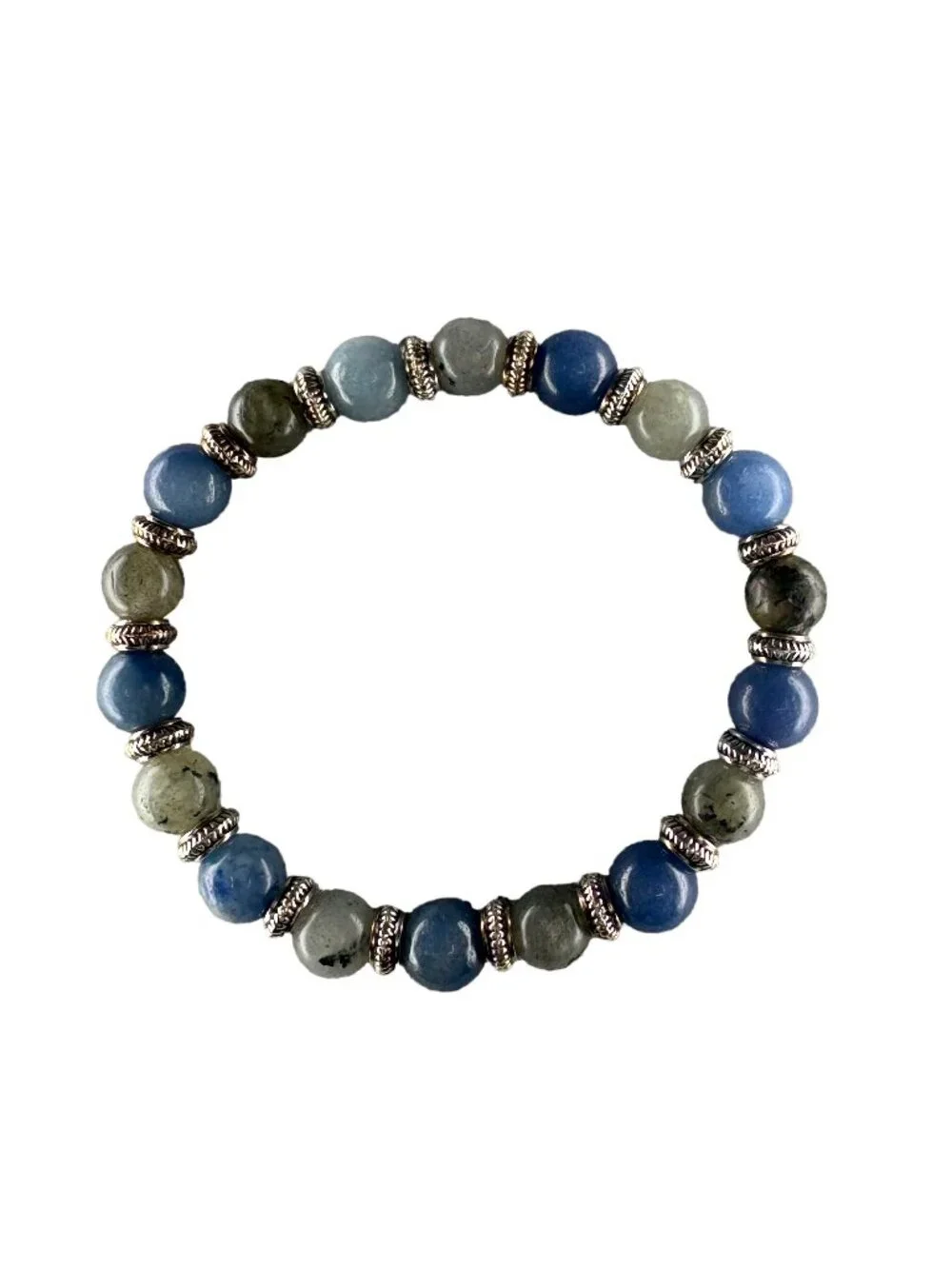 8mm Natural Blue Aventurine Labradorite Bracelet Grey Flash Gemstone Beads Gift